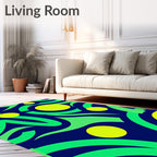 Vibrant Green Yellow Abstract Swirls Rug