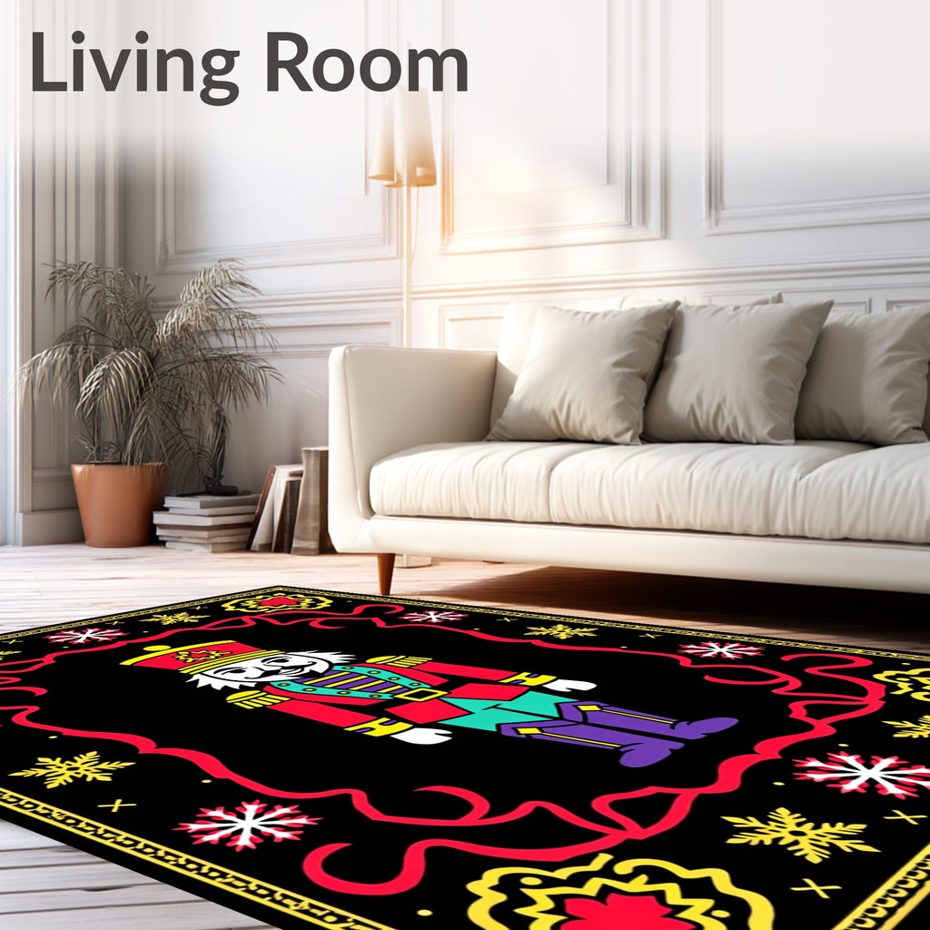Vibrant Nutcracker Snowflake Border Rug