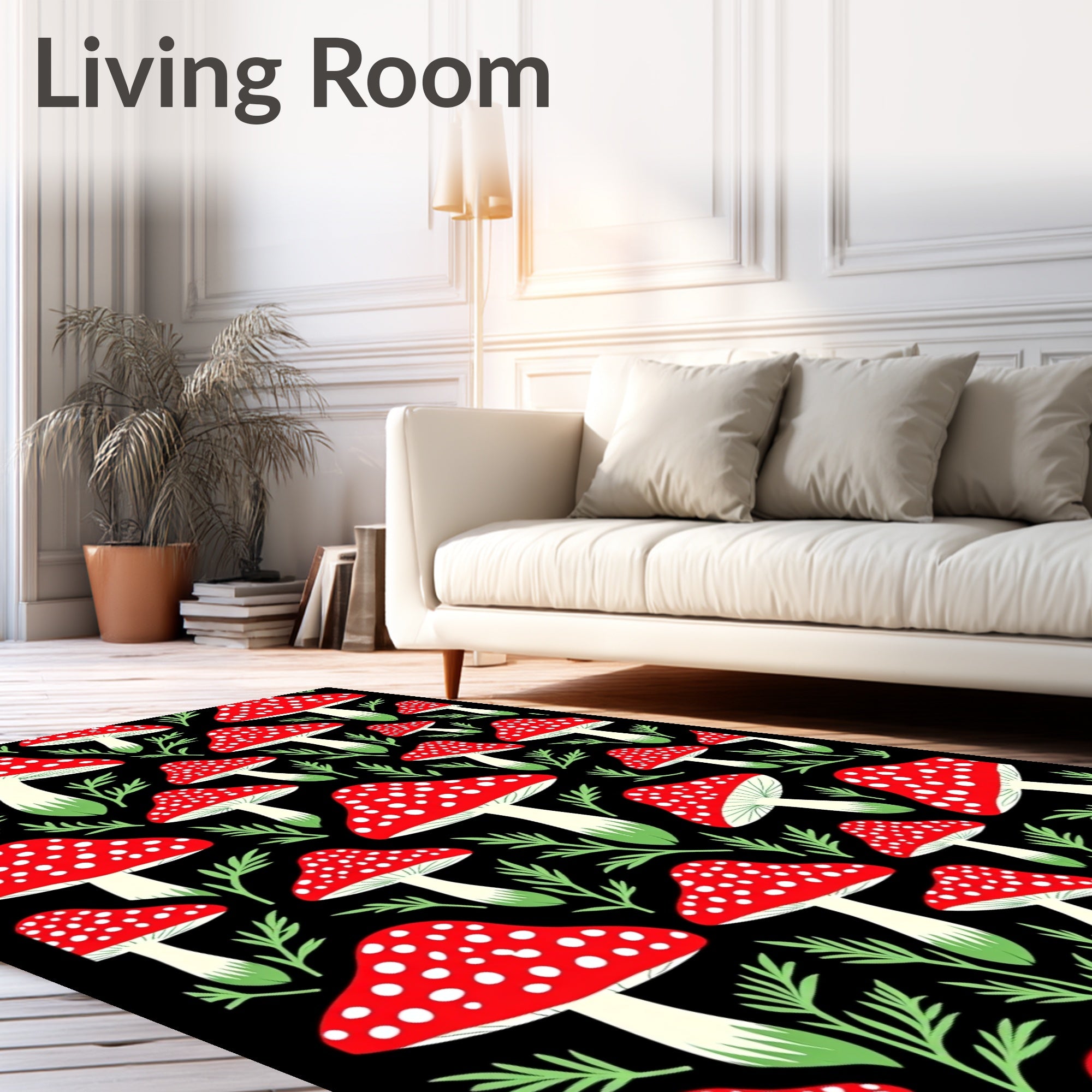 Red White Fly Agaric Mushroom Garden Rug
