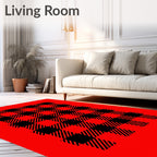 Bold Red Gingham Checkered Rug