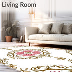Pink Floral Scrollwork Medallion Rug
