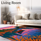 Serene Lake Boat Sunset Forest Reflection Rug