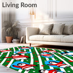 Festive Penguin Holiday Stripes Rug