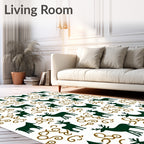 Dark Green Deer With Brown Swirls Rug