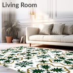Dark Green Gold Starburst Medallion Rug
