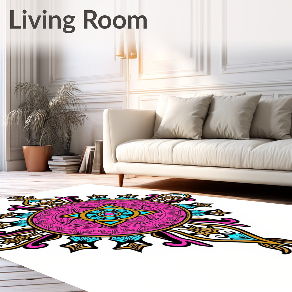 Vibrant Pink Mandala Floral Medallion Rug