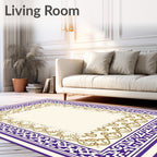 Deep Purple Geometric Gold Inlay Frame Rug