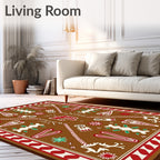 Brown Gingerbread Christmas Folk Art Rug
