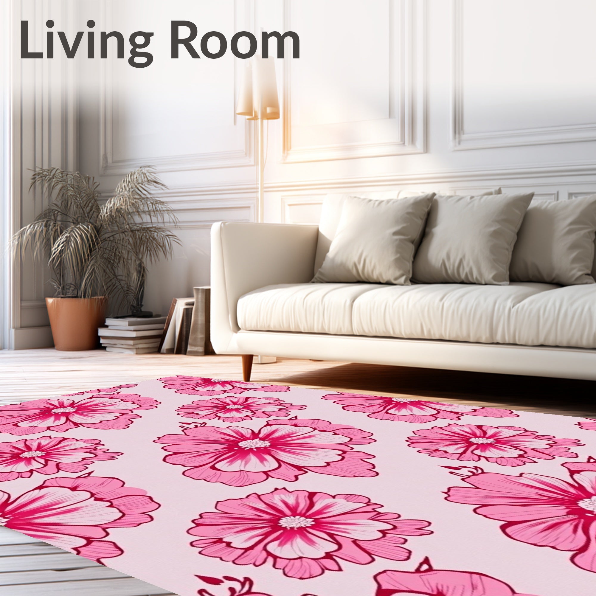 Pink Blooming Cosmos All Over Rug