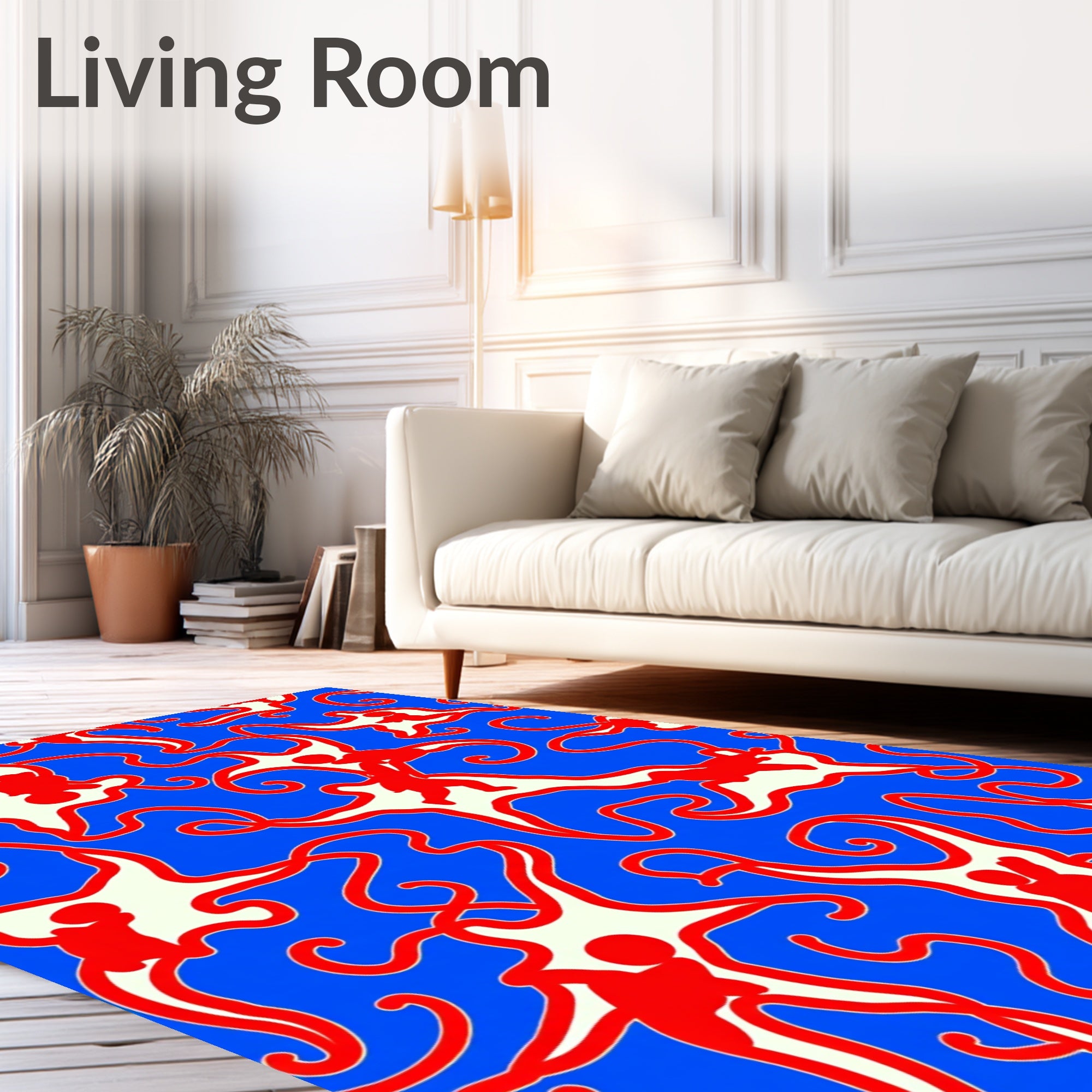 Bold Red Figure Whirlpool Rug