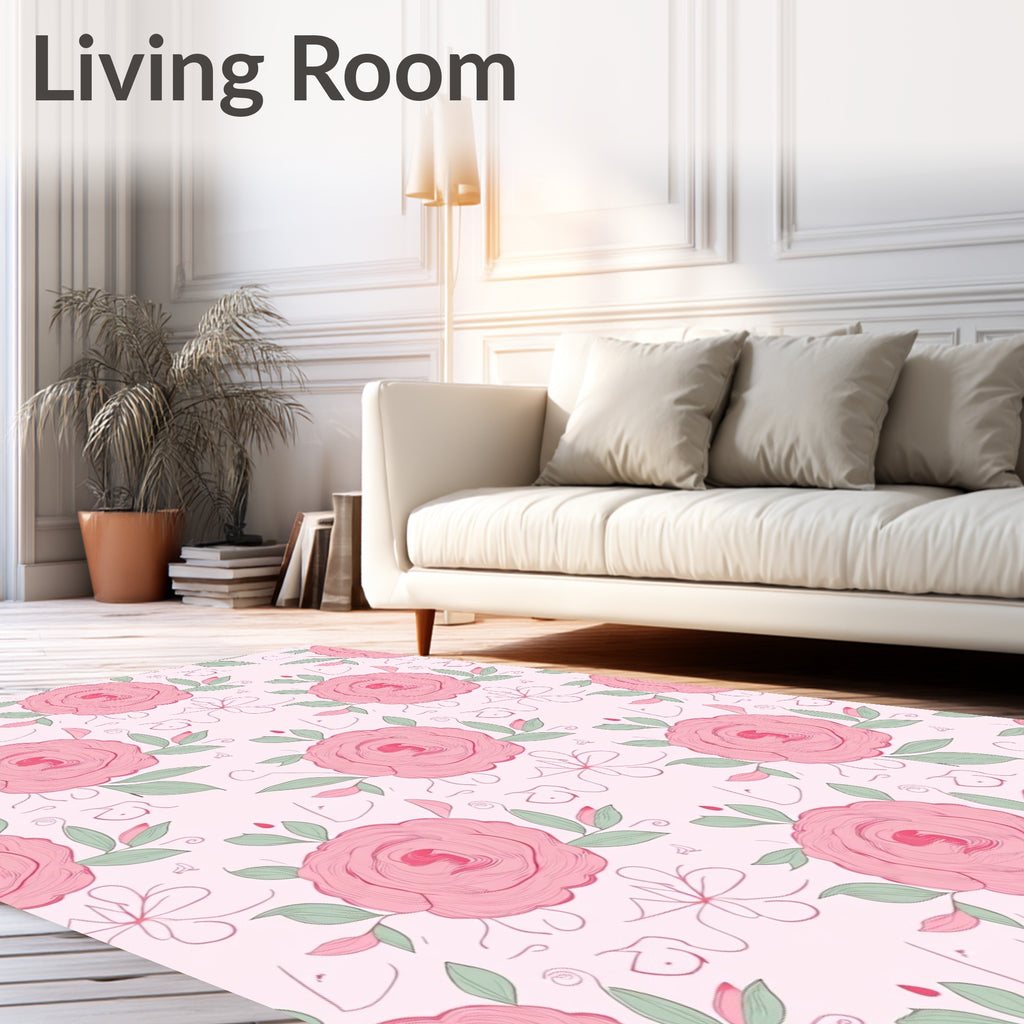 Pink Rose Vine Garden Repeat Rug