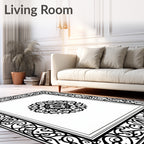 Black Ornamental Mandala Framed Rug
