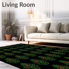 Elegant Green Red Tree Garland Rug