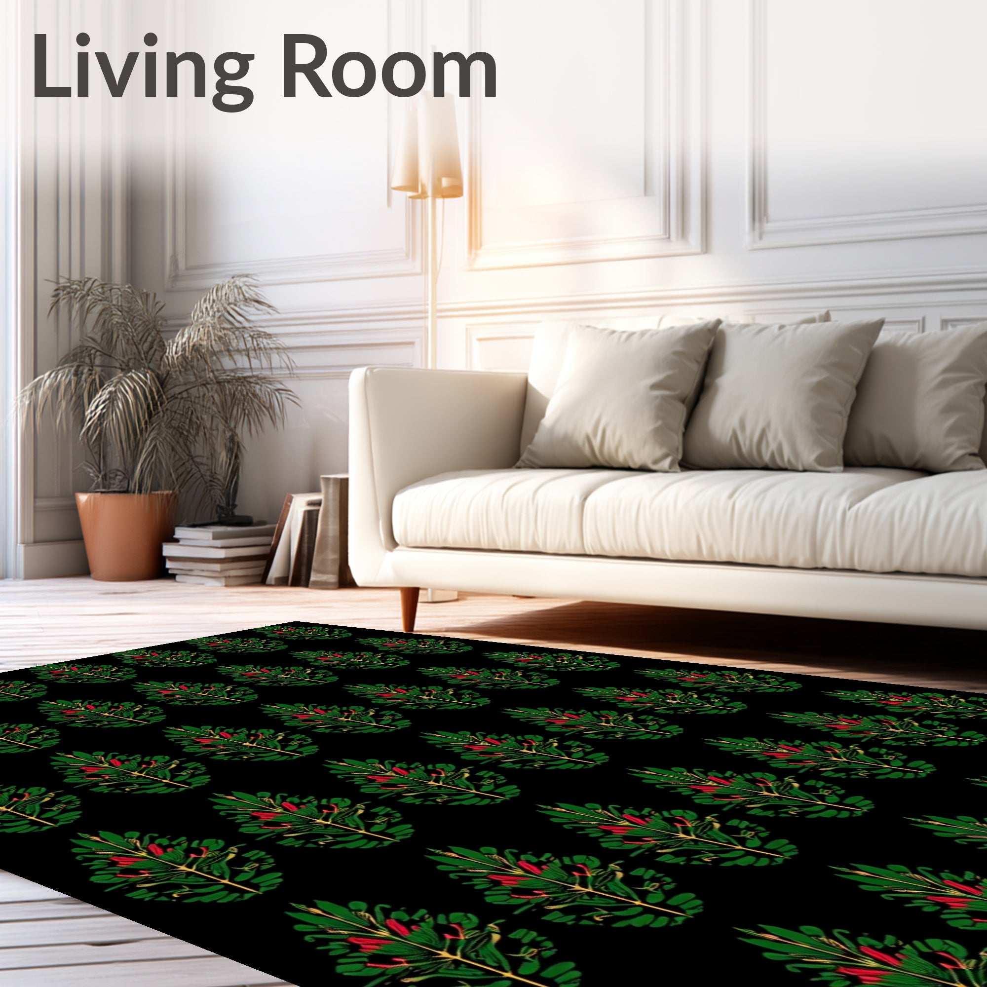 Elegant Green Red Tree Garland Rug
