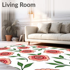 Coral Pink Rose Garden Arrangement Rug