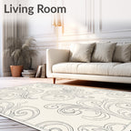 Off-white Scrollwork Nature Line Art Rug