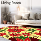Crimson Poinsettia Folk Art Rug