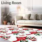 Red Green Abstract Organic Shapes Rug