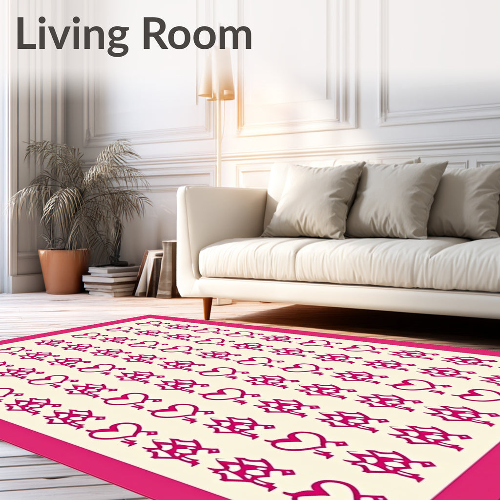 Bright Pink Heart Abstract Arrangement Rug