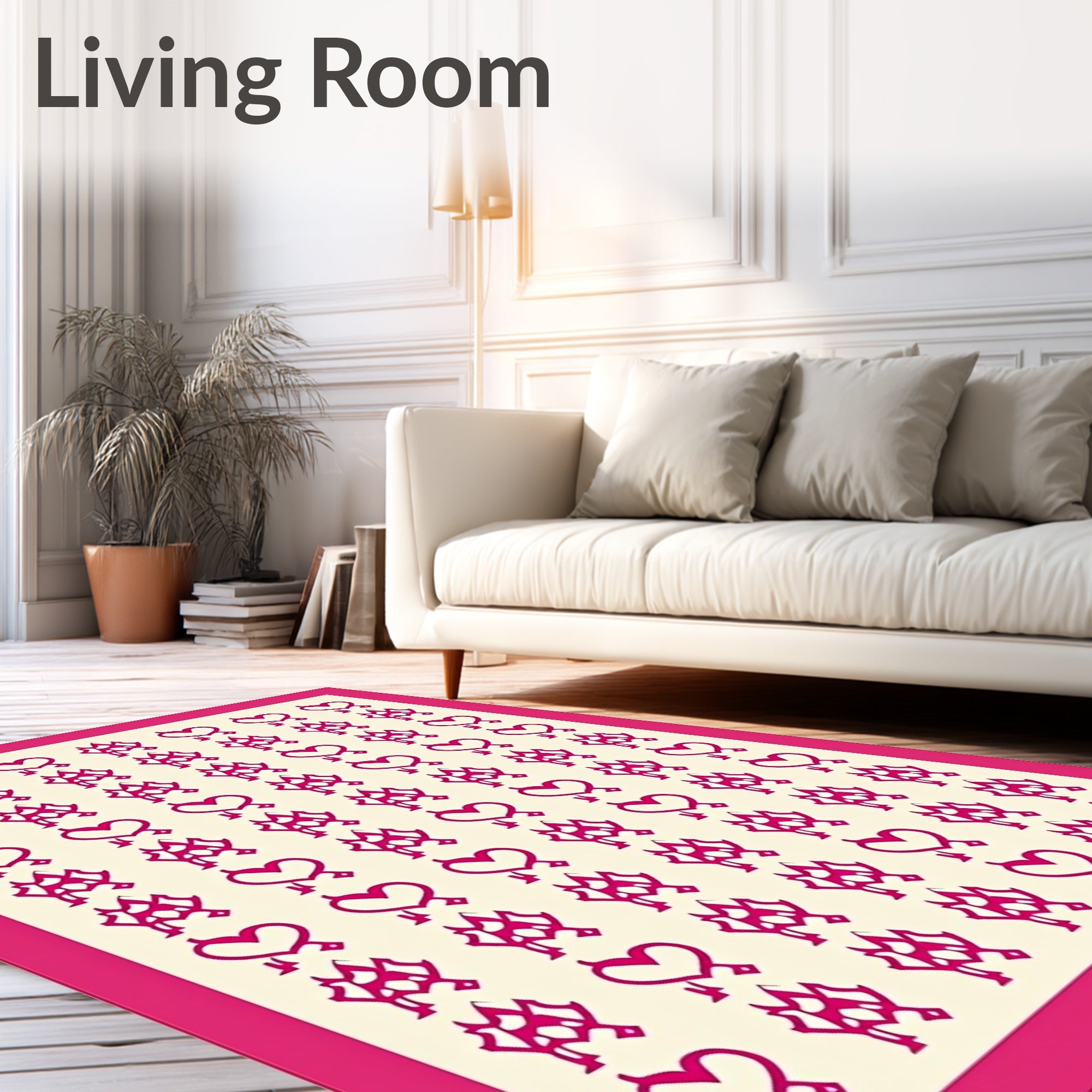 Bright Pink Heart Abstract Arrangement Rug