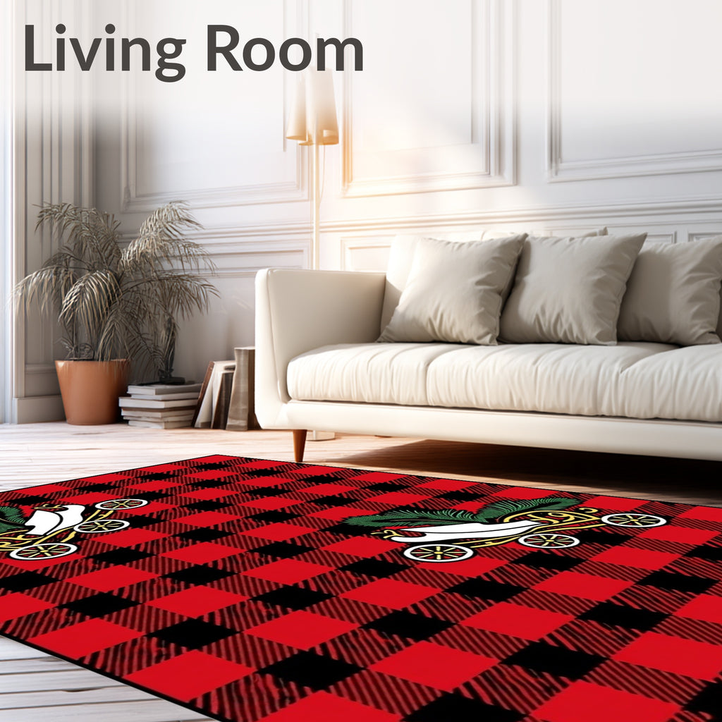 Red Black Buffalo Carriage Christmas Rug