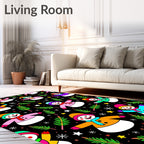 Happy Snowmen And Pine Sprigs Rug