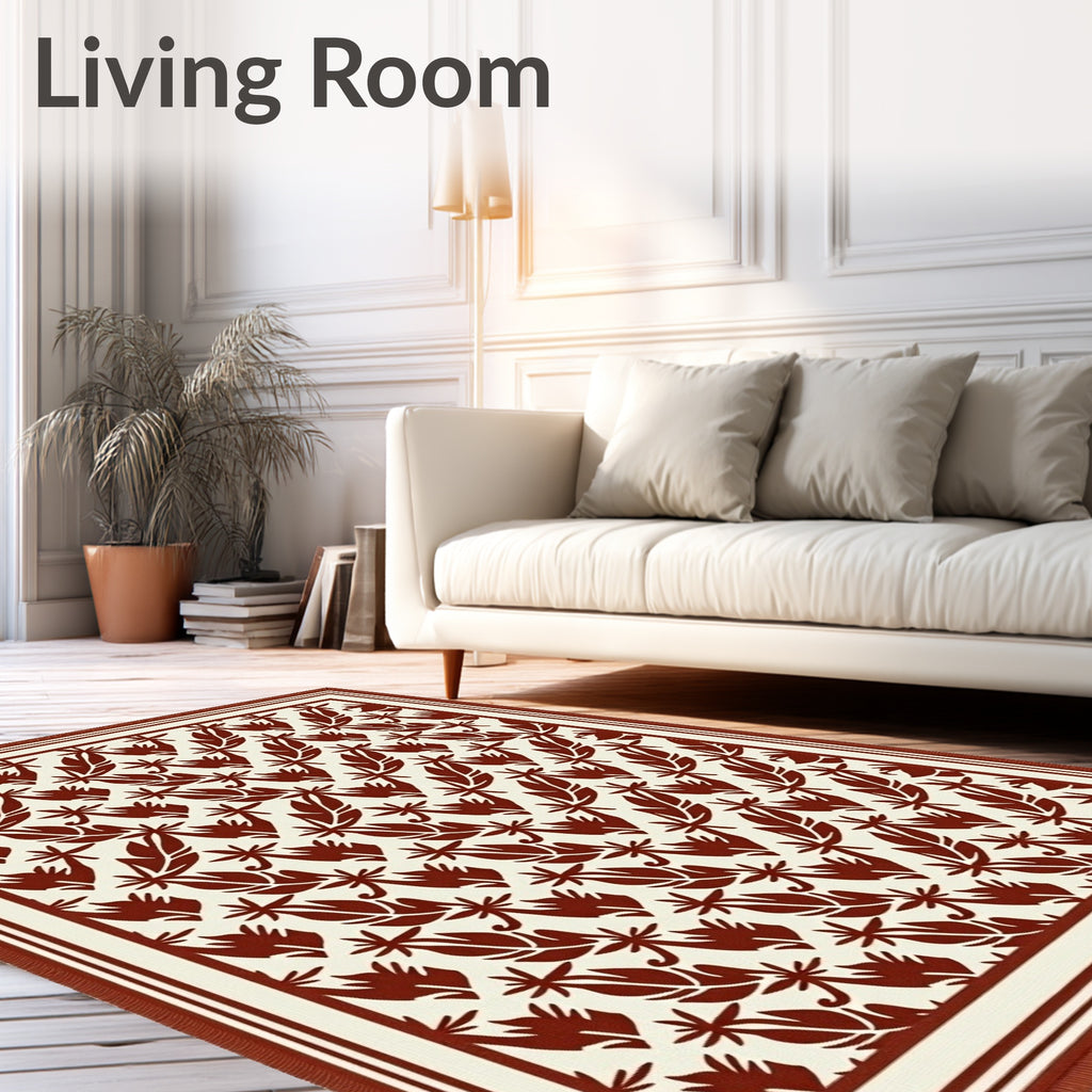 Crimson Feather Tropical Repeat Rug