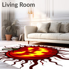 Spooky Orange Jack O Lantern Flames Rug