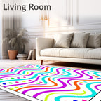 Vibrant Colorful Wavy Stripe Scatter Rug