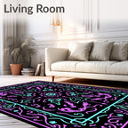 Vibrant Pink Turquoise Floral Medallion Rug
