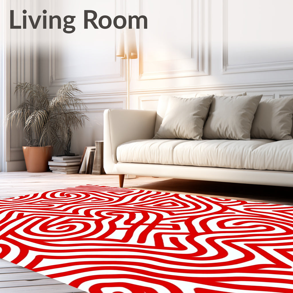 Crimson Swirl Maze Rug
