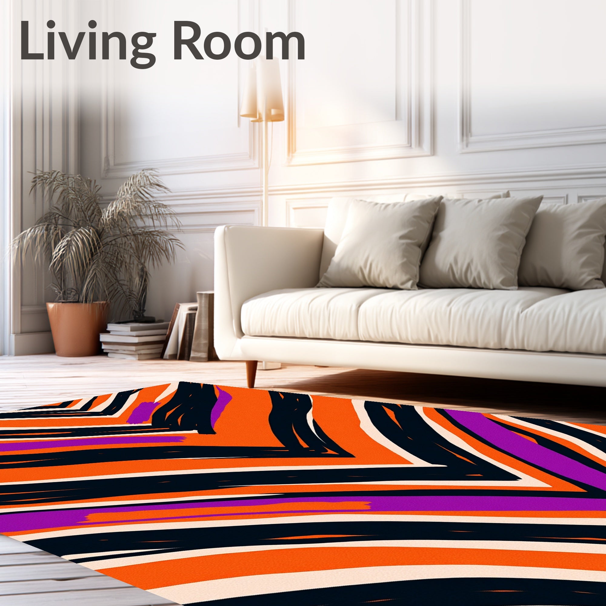 Bold Orange Purple Jagged Stripe Rug