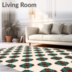 Rustic Teal and Brown Medallion Rug