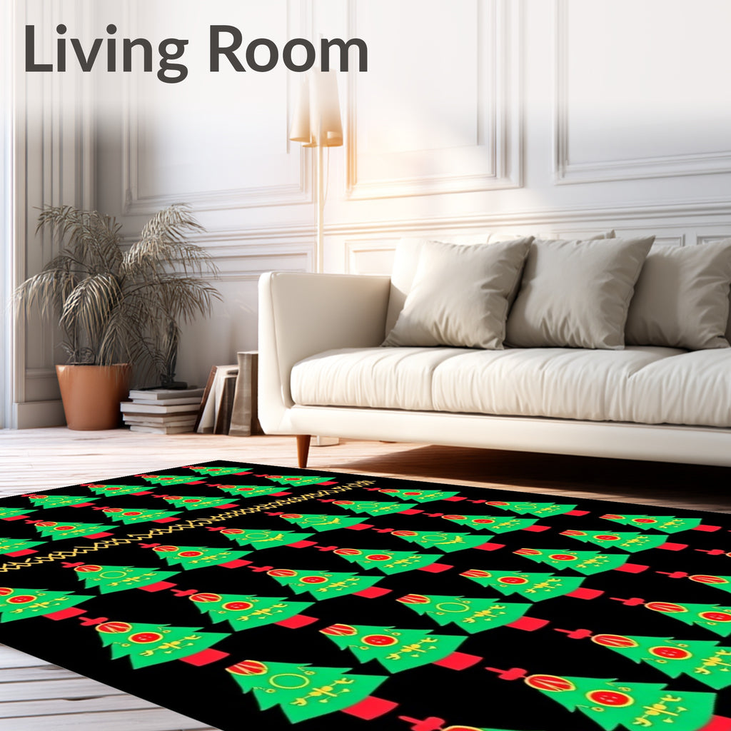 Christmas Tree Garland Gold Zigzag Rug