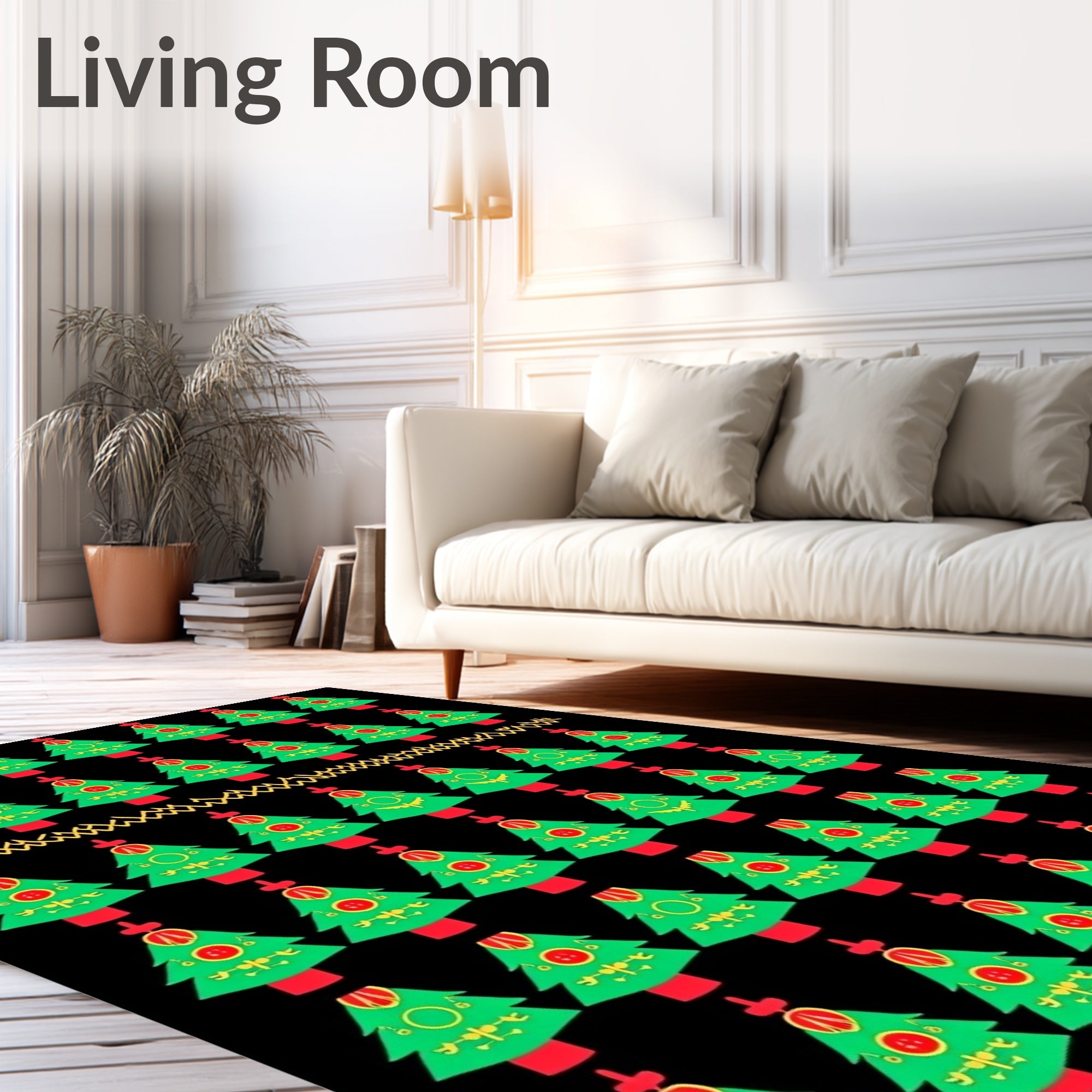 Christmas Tree Garland Gold Zigzag Rug