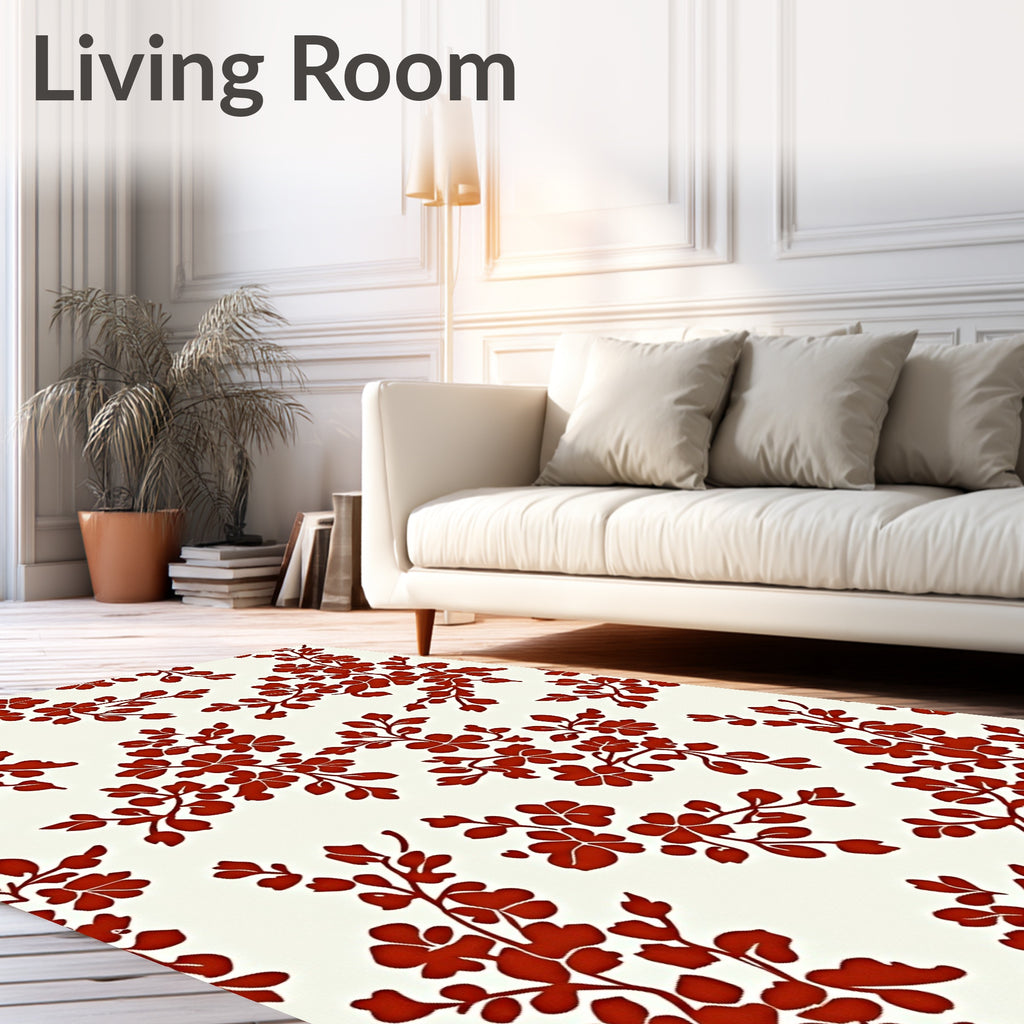 Crimson Branches and Blossoms Rug