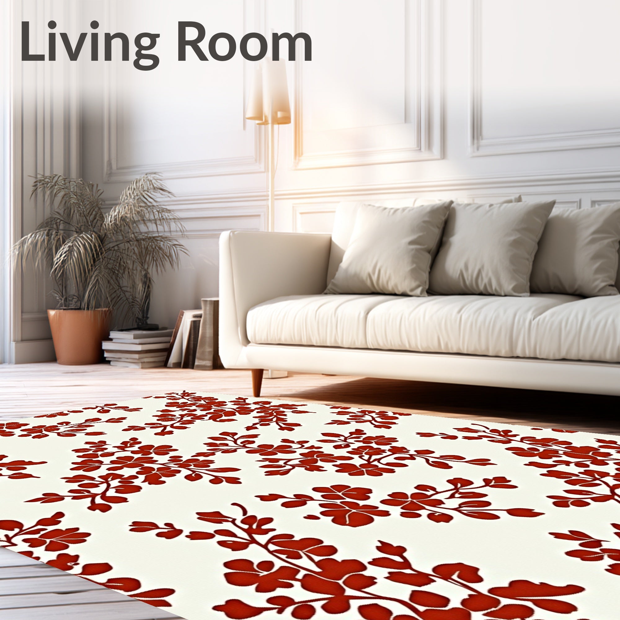 Crimson Branches and Blossoms Rug