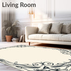 Art Nouveau Black Floral Scroll Border Rug