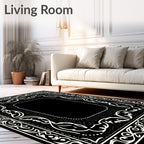 Monochromatic Intricate Floral Scroll Frame Rug