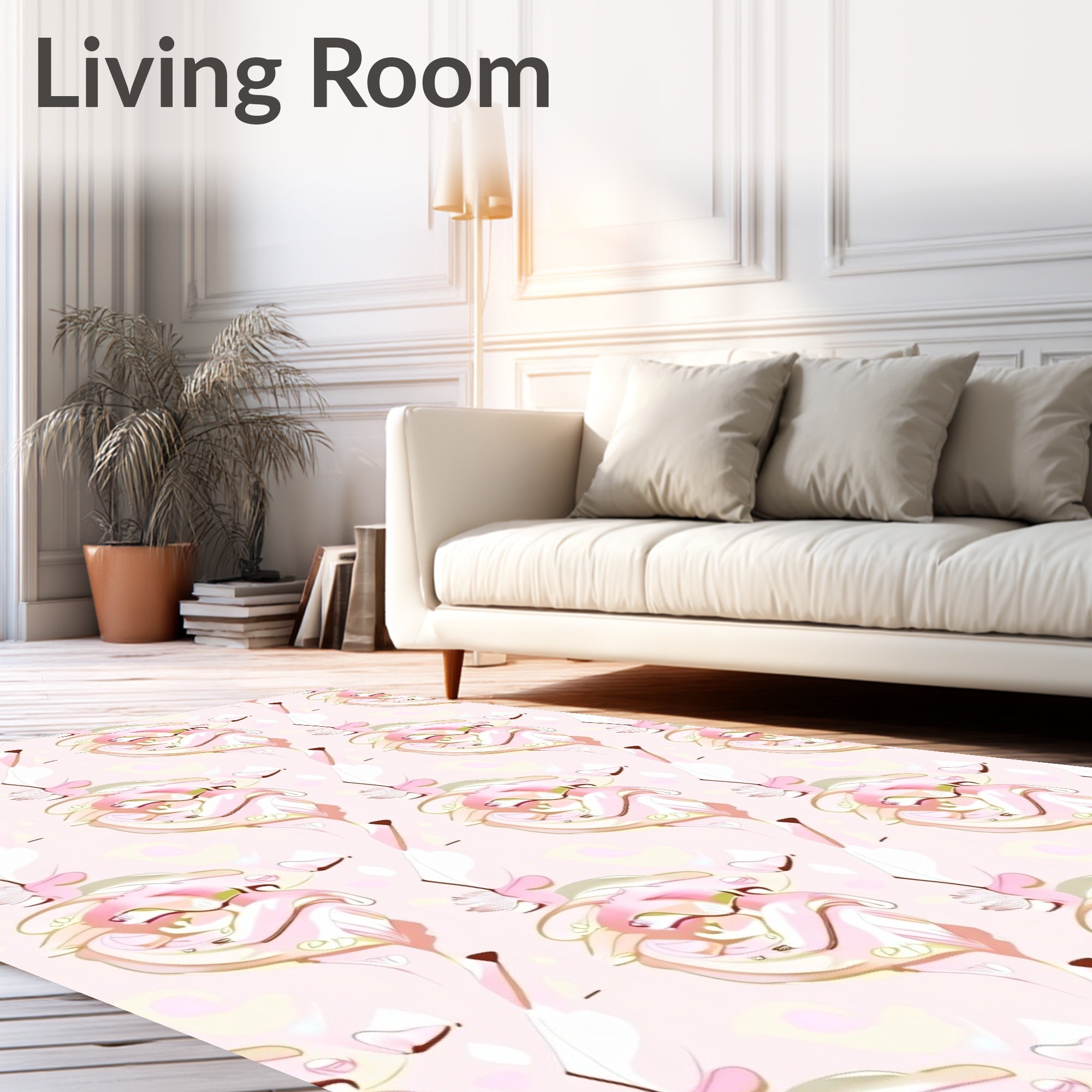 Soft Peach Swirl Abstract Textile Rug