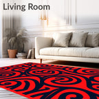 Crimson Swirl Abstraction Rug