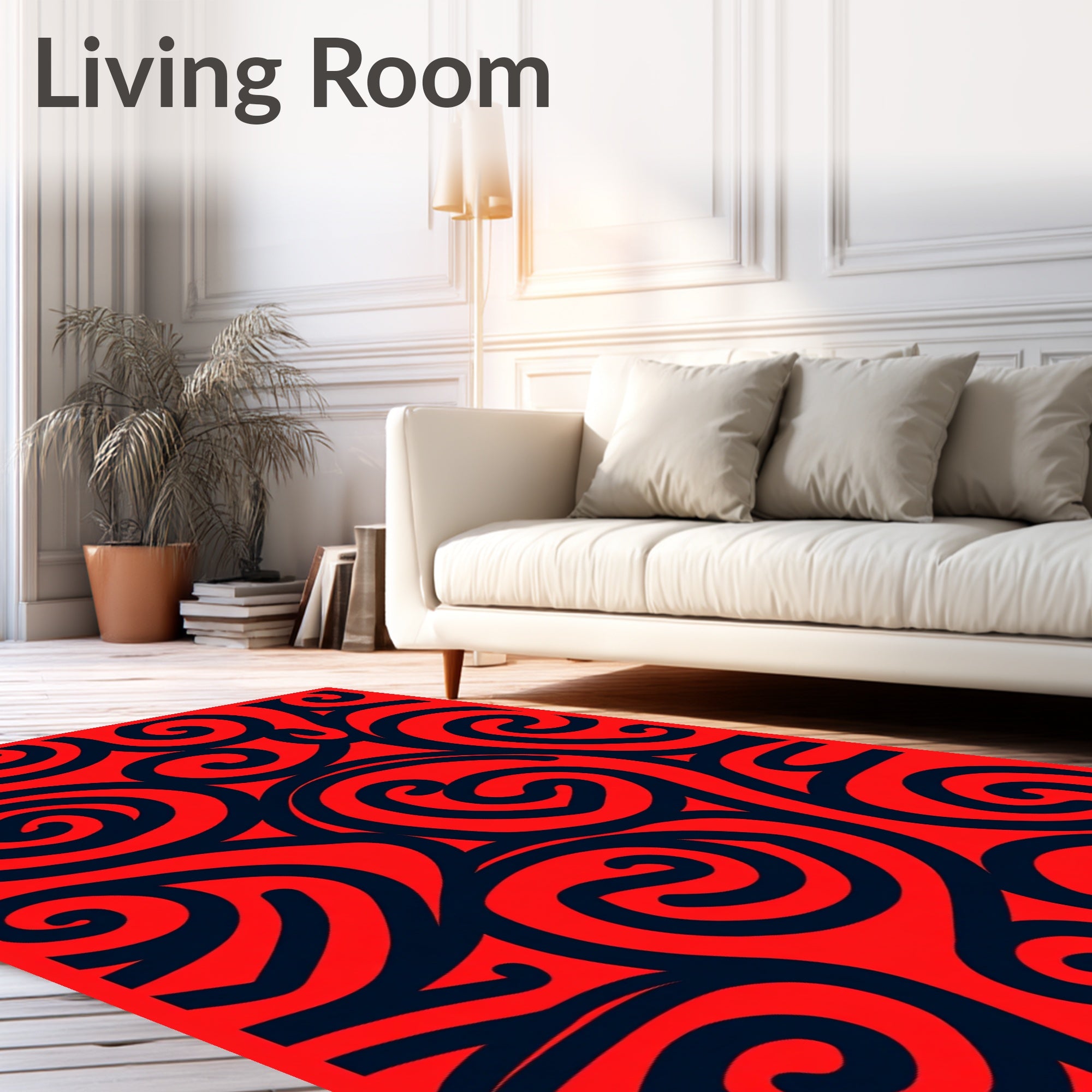 Crimson Swirl Abstraction Rug