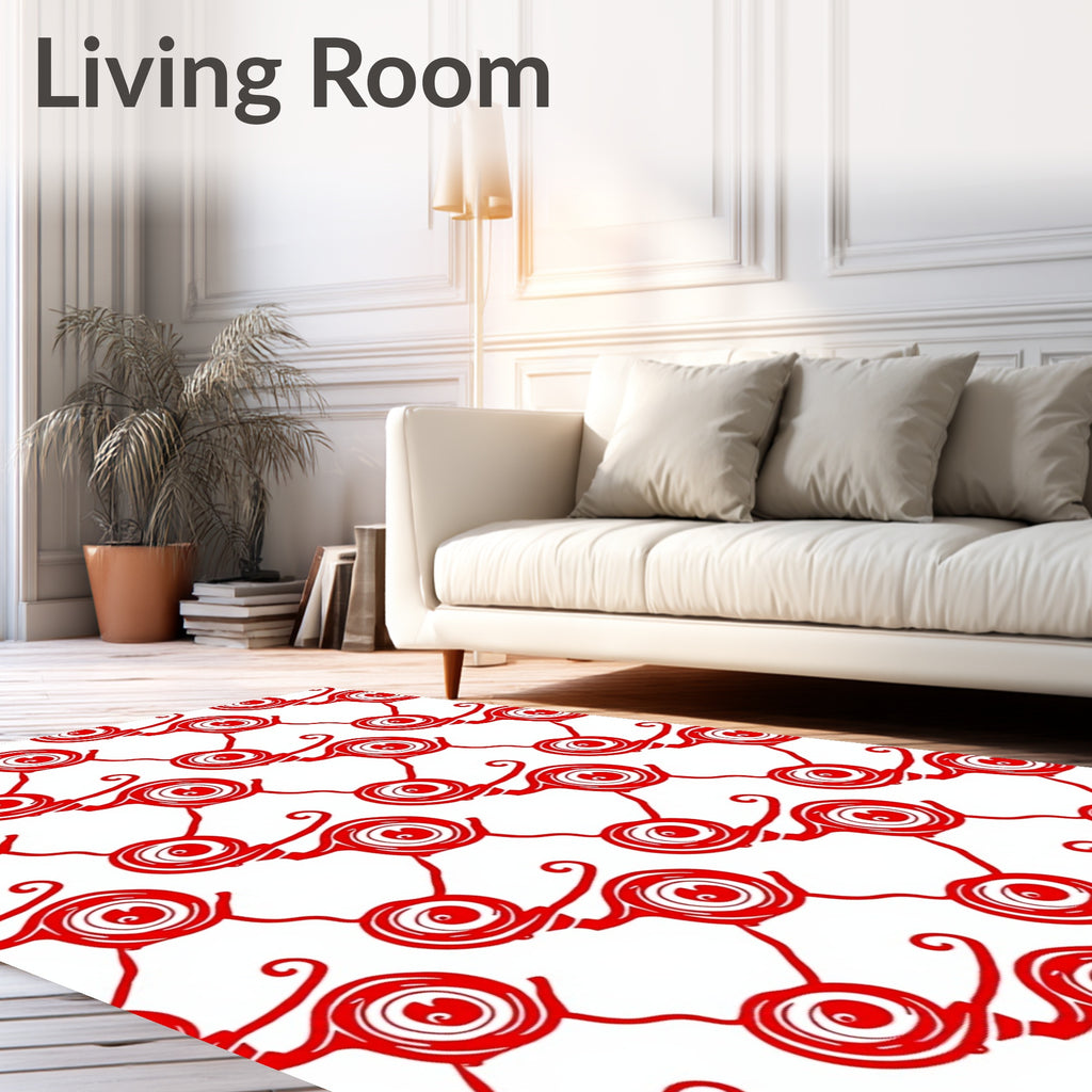 Bold Red Swirling Abstract Forms Rug