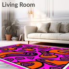 Vibrant Pink Orange Swirl Abstract Rug