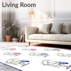 Abstract Red Blue White Figurative Rug