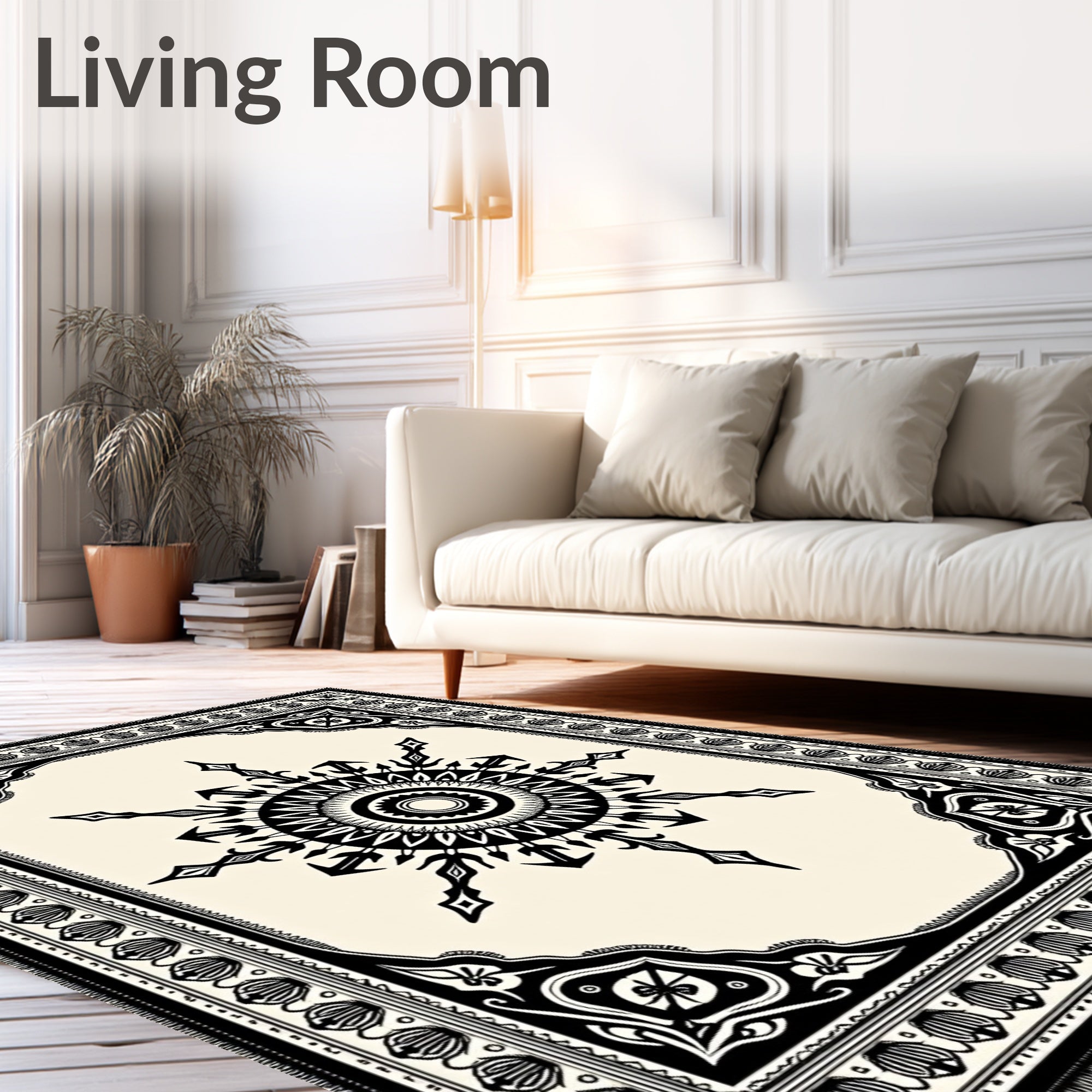 Black Tribal Sunburst Medallion Rug