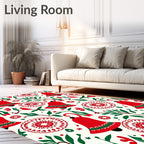 Red Bell Floral Folk Art Rug
