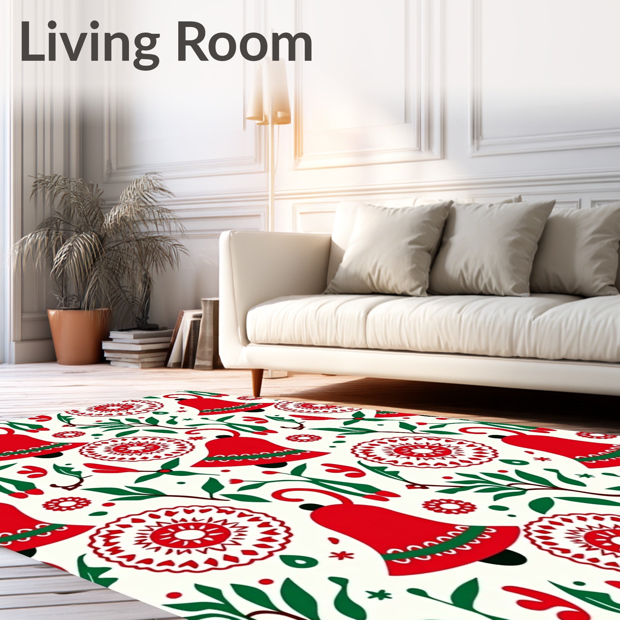 Red Bell Floral Folk Art Rug