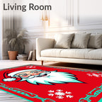 Joyful Red Santa Snowflake Border Rug