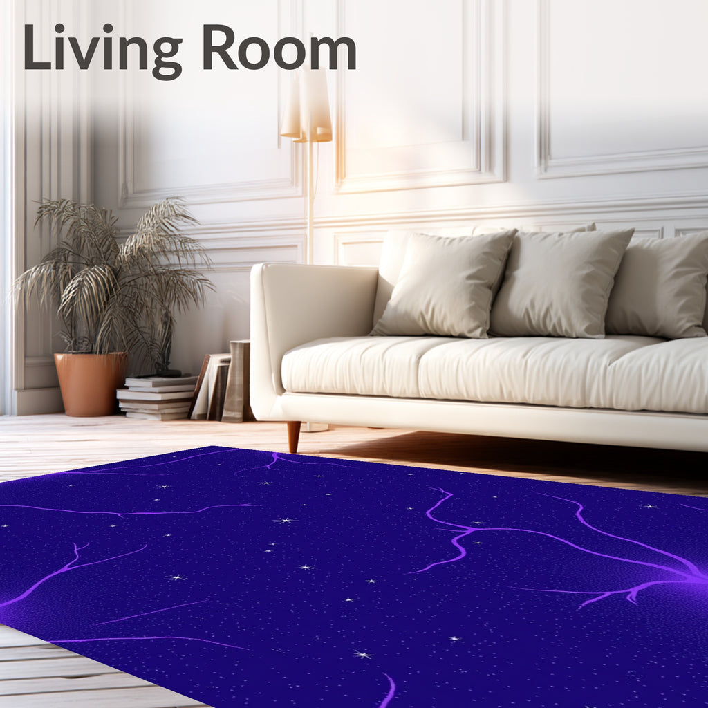 Cosmic purple branching night sky Rug